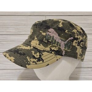Puma‎ Green Camo Hat Cap Pink Embroidered Logo Size L/XL